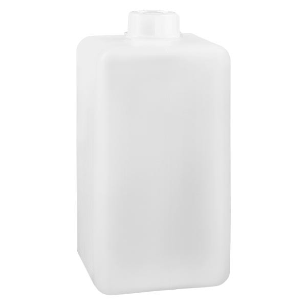 Frasco para productos químicos de 1500 ml, cuello estrecho, de PEAD, color natural, con tapón GL 32